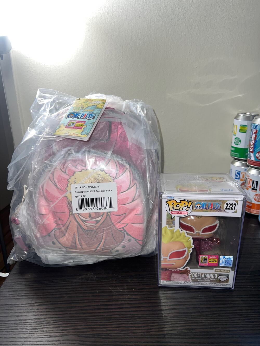 SDCC 2026 STICKER Loungefly Bag & Funko Pop One Piece Doflamingo Bundle Backpack